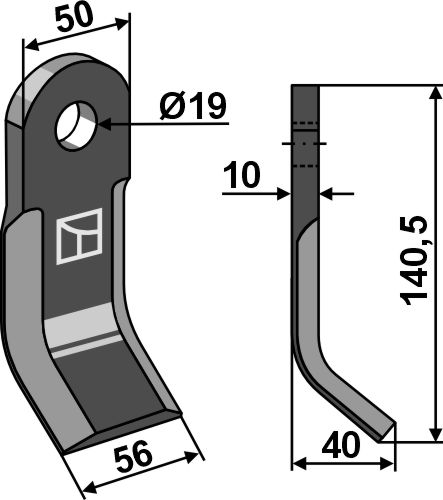 Y-Messer 140,5x50 mm, passend für Kverneland und Maletti