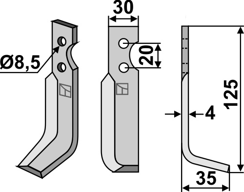 Fräsmesser 125x30mm, rechts, passend für Bungartz