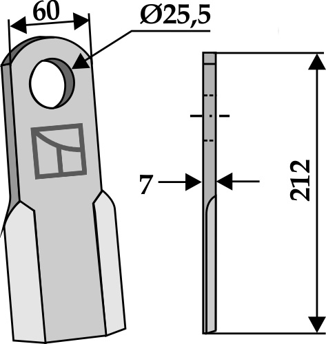 Gerades Messer 212x60 mm, passend für Tierre