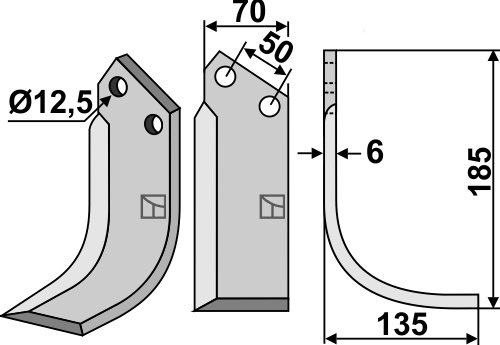Fräsmesser 185x70mm, rechts, passend für Celli