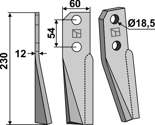 Rotorzinken 230x60mm, links, passend für Kuhn