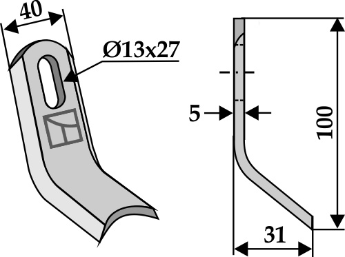 Y-Messer 100x40 mm, passend für votex, Rasant und mehr