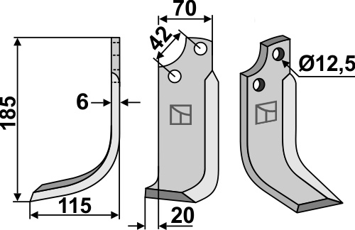 Fräsmesser 185x60mm, links, passend für Sicma(Miglianico)