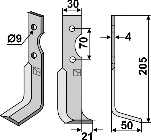 Fräsmesser 205x30mm, rechts, passend für Agria