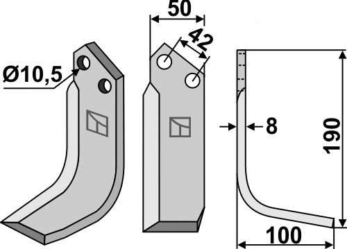 Fräsmesser 190x50mm, rechts, passend für NibbiBruno