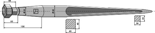 Zinken für Frontlader 1400 mm, passend für Kverneland