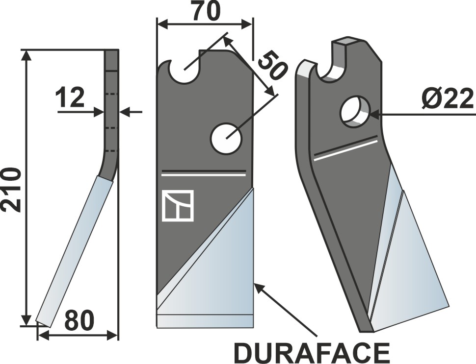 Rotorzinken DURAFACE 210x70mm, links, passend für Moate