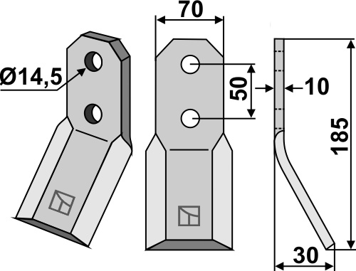 Rotorzinken 185x70mm, passend für Pegoraro