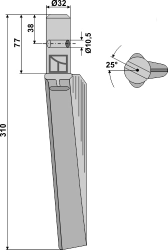 Kreiseleggenzinken links 310 mm, passend für Breviglieri