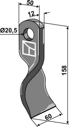 Gedrehtes-Messer 158x50 mm, passend für Hymach