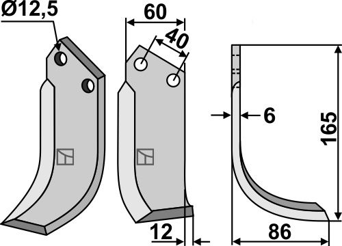 Fräsmesser 165x60mm, rechts, passend für Badalini