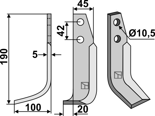 Fräsmesser 190x45mm, links, passend für Goldoni