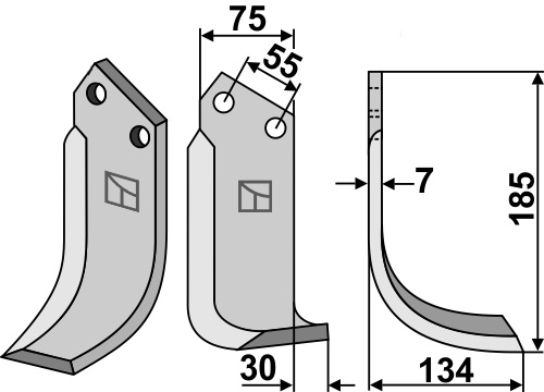 Fräsmesser 185x75mm, rechts, passend für Nardi