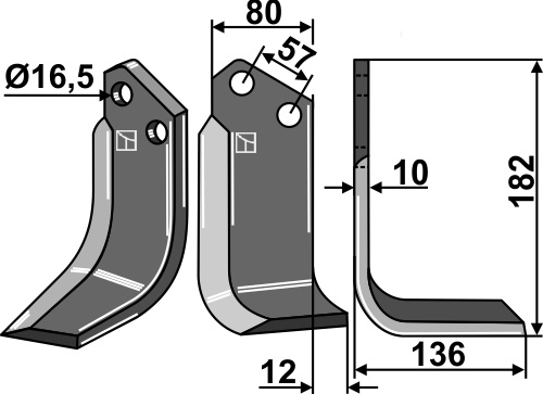 Fräsmesser 182x80mm, rechts, passend für Celli