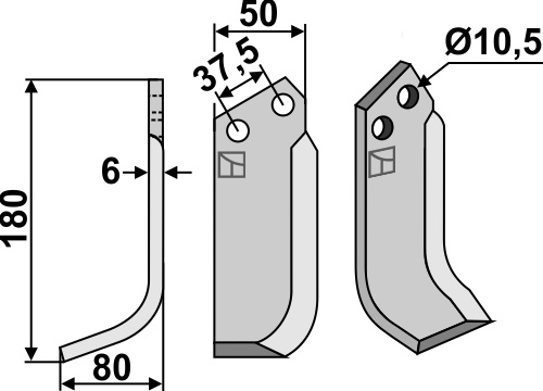 Fräsmesser 180x50mm, links, passend für Brumital-Agris