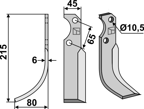 Fräsmesser 215x45mm, links, passend für Fort