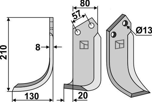 Fräsmesser 210x80mm, links, passend für Howard