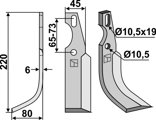 Universal Fräsmesser 220x45mm, links, passend für Diesse