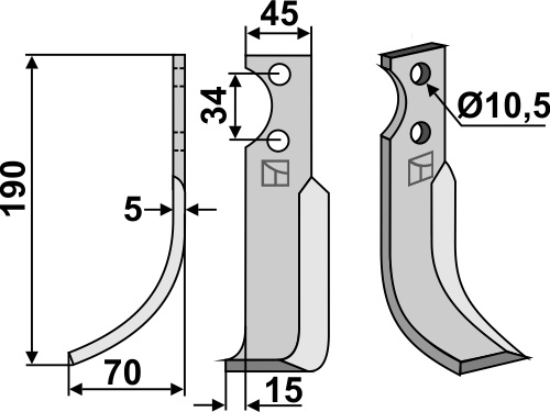 Fräsmesser 190x45mm, links, passend für Fort und Barbieri