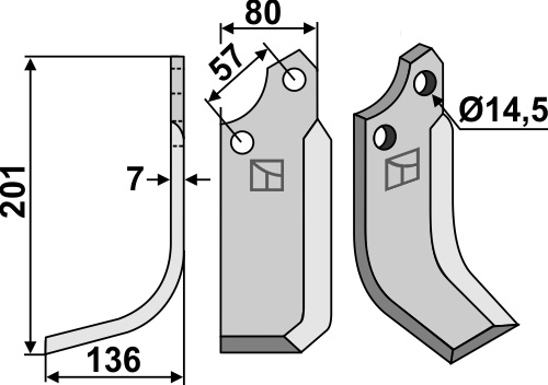 Fräsmesser 201x80mm, links, passend für Muratori