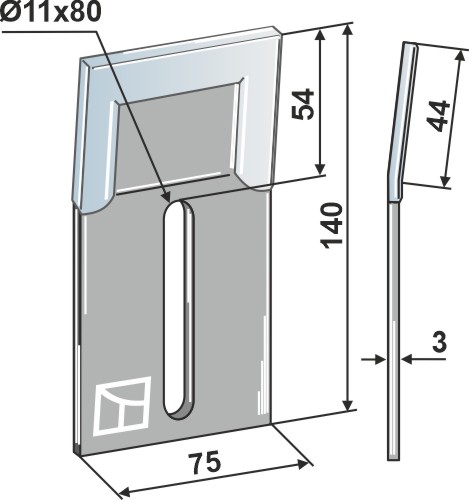 Abstreiferblech für Packerwalzen - DURAFACE 140 x 75 mm, passend für Kuhn