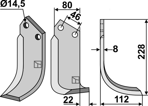 Fräsmesser 228x80mm, rechts, passend für Dondi, Ferri&Simoni und mehr