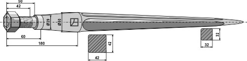 Zinken für Frontlader 820 mm, passend für Kverneland