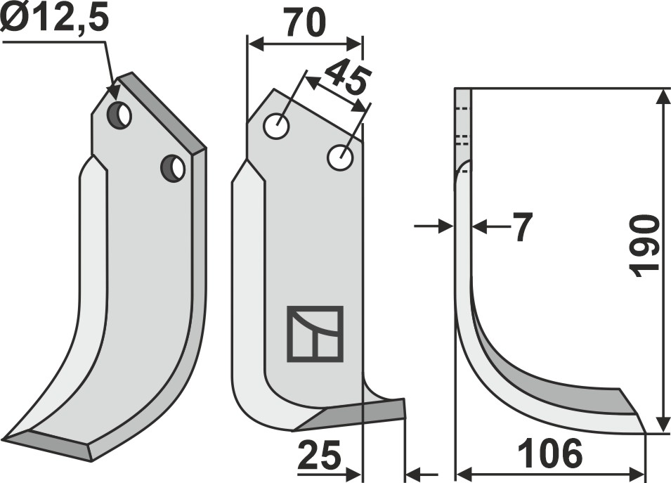 Fräsmesser 190x70mm, rechts, passend für Nardi