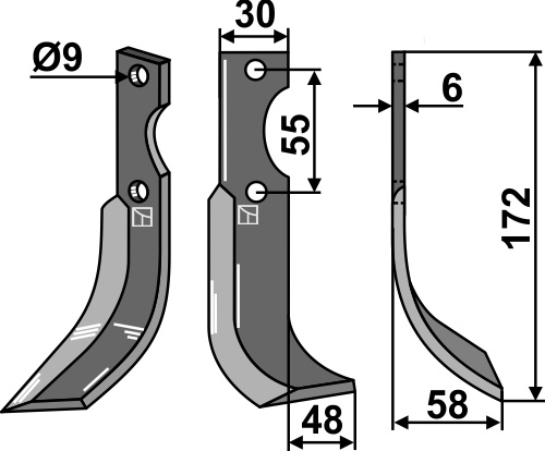 Fräsmesser 172x30mm, rechts, passend für Grillo und Oosterlaan