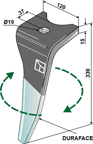 Kreiseleggenzinken (DURAFACE) 330mm, rechts, passend für Amazone