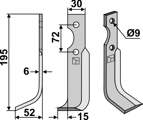 Fräsmesser 195x30mm, links, passend für Casorzo