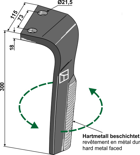 Kreiseleggenzinken, links 300 mm x 115 mm, passend für Lemken
