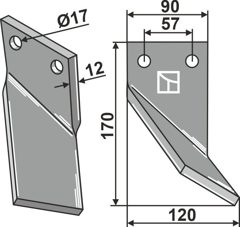 Rotorzinken 170x90mm, rechts, passend für Massano