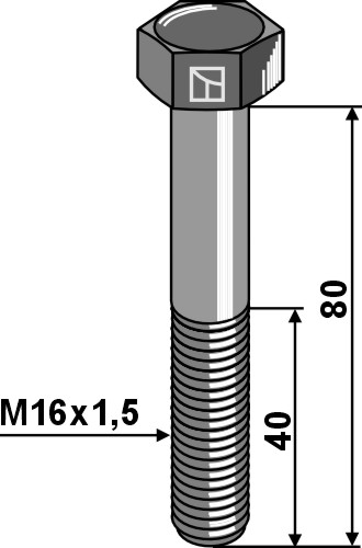 Sechskantschraube mit Feingewinde - M16x1,5X80 12.9, passend für Agrimaster, Maschio und mehr