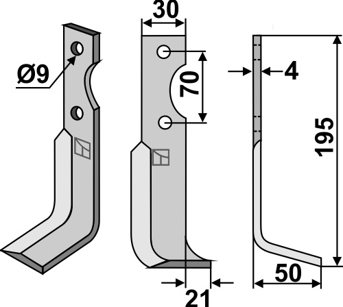 Fräsmesser 195x30mm, rechts, passend für Agria