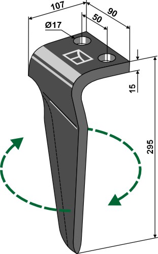 Kreiseleggenzinken, rechts 295 mm x 90 mm, passend für Falc