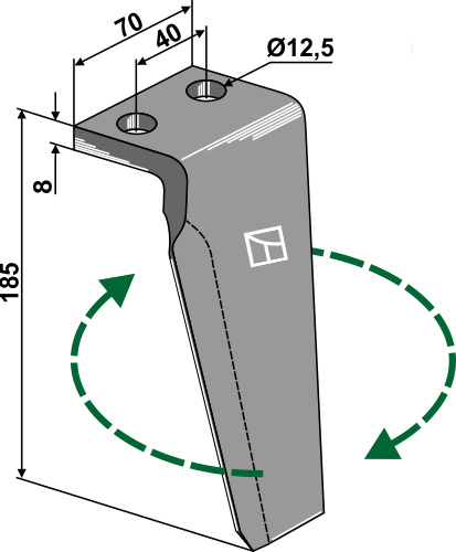 Kreiseleggenzinken rechts 185 mm x 70 mm, passend für Muratori und Agromec