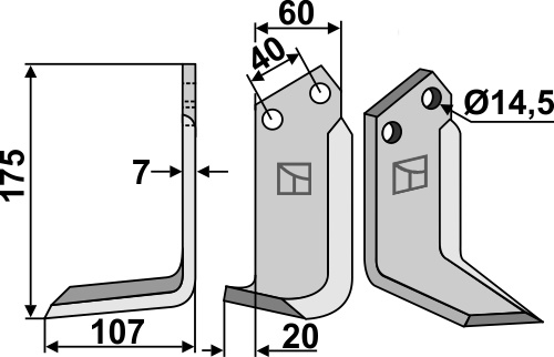 Fräsmesser 175x60mm, links, passend für Maletti