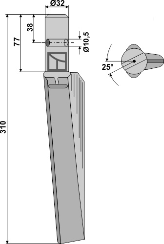 Kreiseleggenzinken rechts 310 mm, passend für Breviglieri