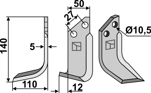 Fräsmesser 140x50mm, links, passend für Muratori