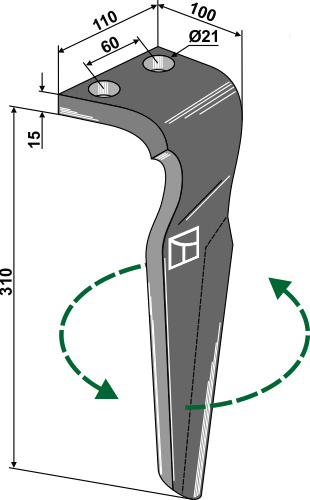 Kreiseleggenzinken links 310 mm x 110 mm, passend für Feraboli und Vigolo