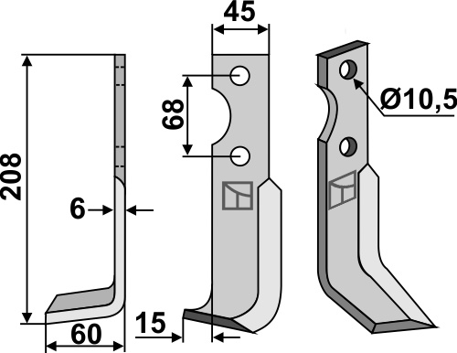 Fräsmesser 208x45mm, links, passend für Benassi