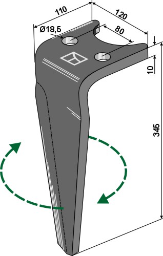 Kreiseleggenzinken rechts 345 mm x 120 mm, passend für Amazone