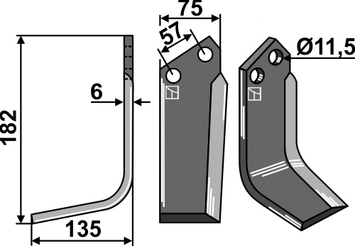 Fräsmesser 182x75mm, links, passend für Agrator