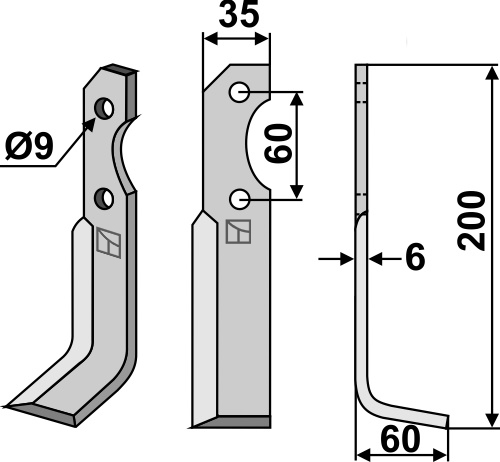Fräsmesser 200x35mm, rechts, passend für Brumital-Agris
