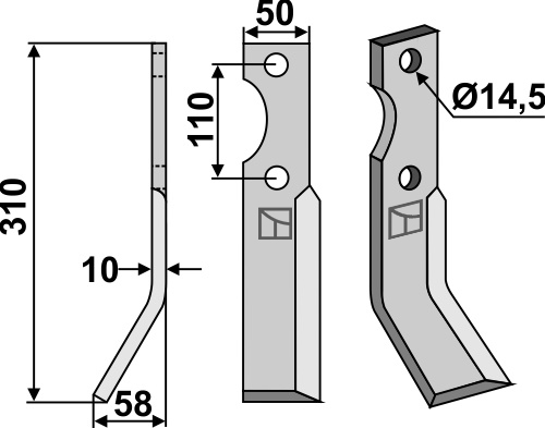 Fräsmesser 310x50mm, links, passend für Niemeyer
