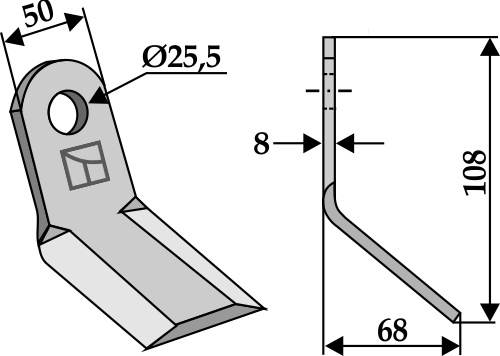 Y-Messer 108x50 mm, passend für Berti