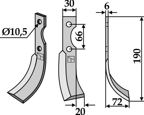 Fräsmesser 190x30mm, rechts, passend für B.C.S., Bertolini und mehr
