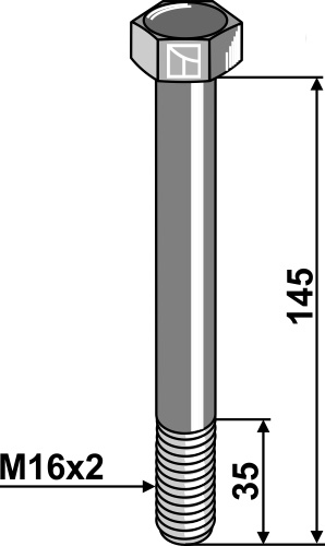 Schraube M16x2 x 145 - 10.9, passend für Gilbers