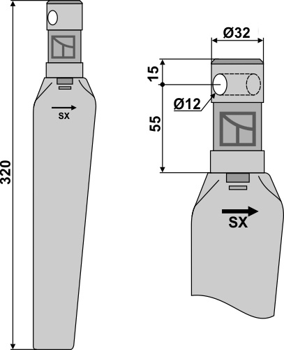 Kreiseleggenzinken links 320 mm, passend für Euroma und Niemeyer